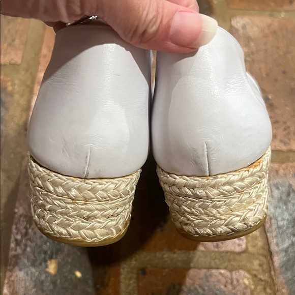 Stuart Weitzman White and Gold Studded Espadrilles - Picture 7 of 12